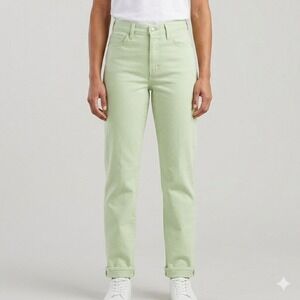 Zena‎ Jeans Vintage Pastels High Waisted Straight Leg Green Denim Womens 13/14